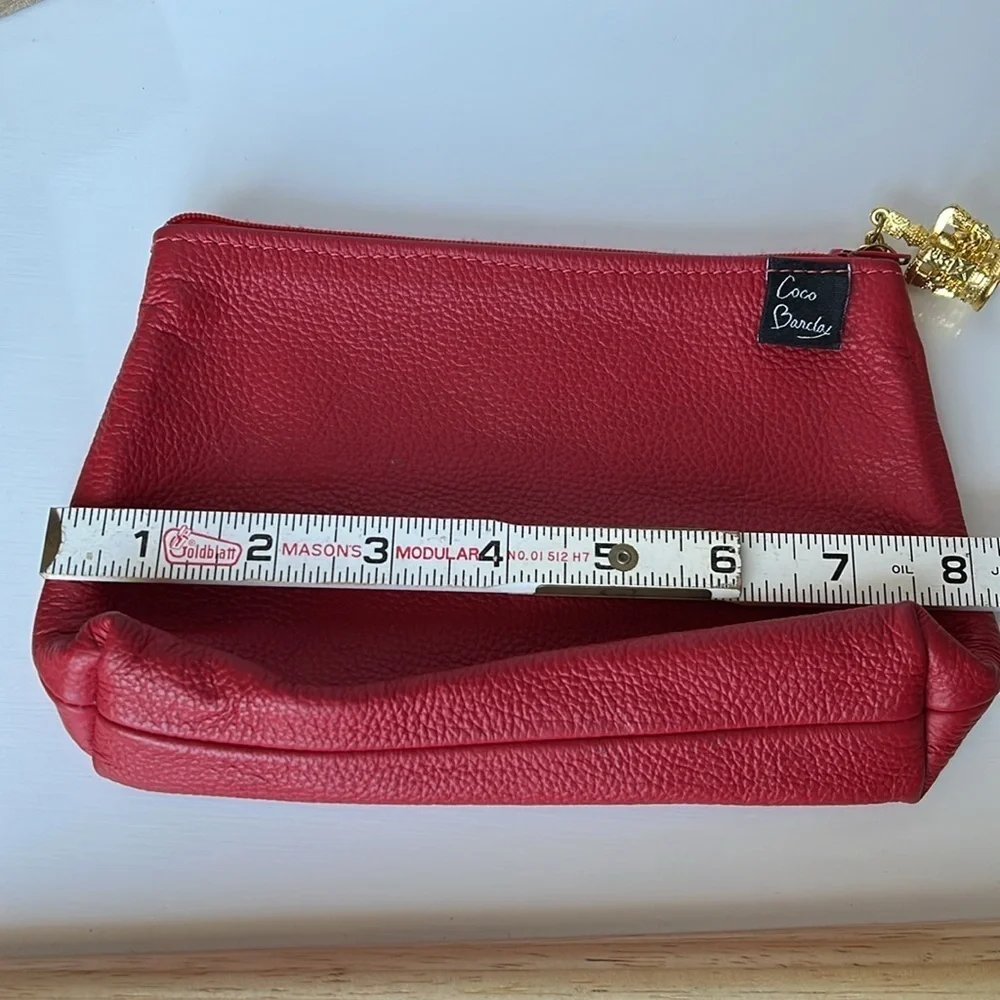 Coco Barclay Red Pebbled Leather Pouch